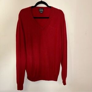Joseph A. Bank mens Large red 100% cashmere v-neck sweater